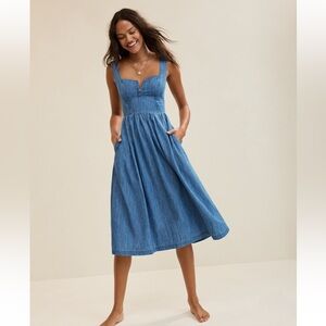 Aerie Denim corset Midi Dress